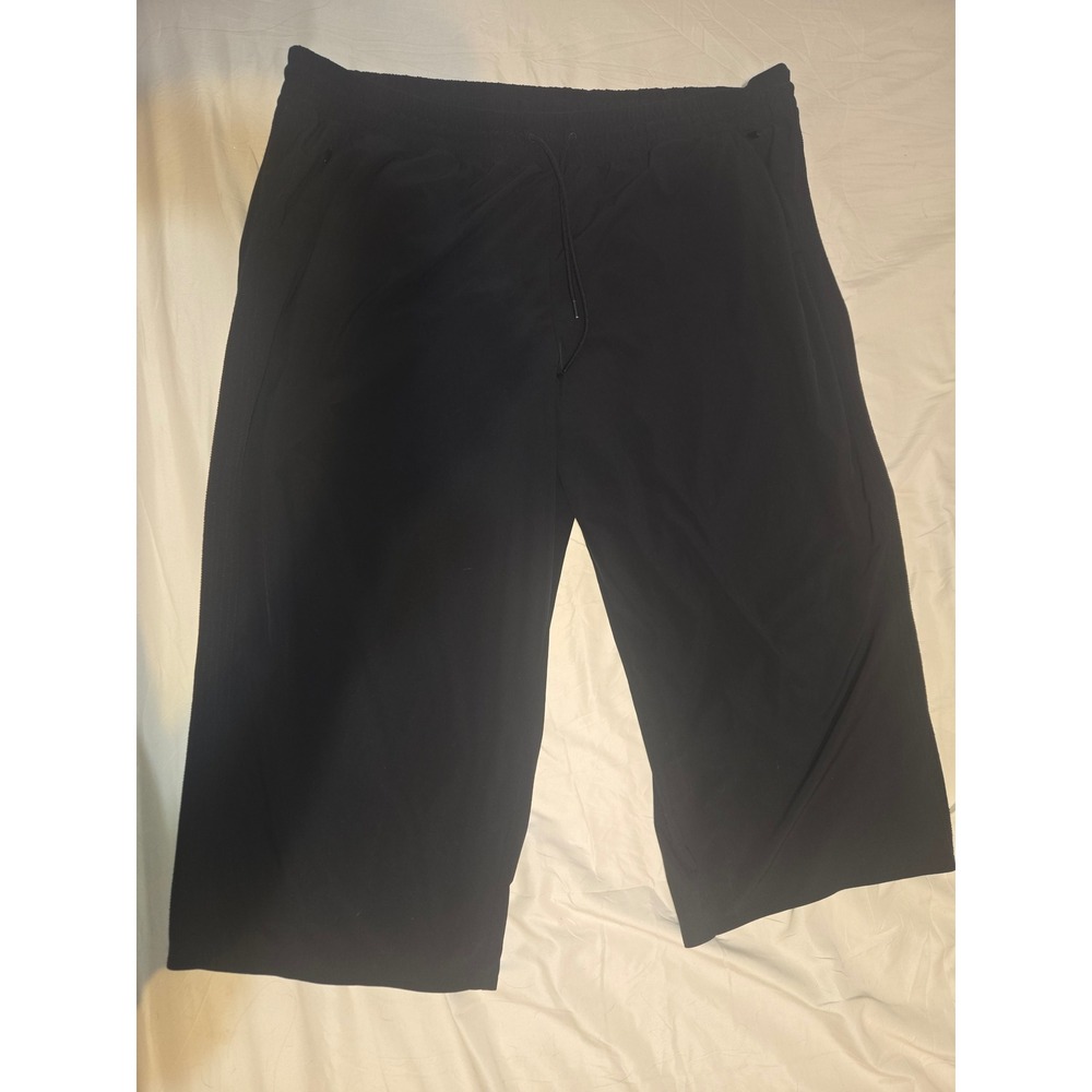Athleta Avenue Wide Leg Crop Pants Black Size 26 Side Pintuck Detail Drawstring